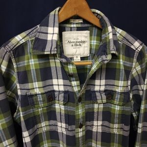 Abercrombie & Fitch flannel small, Green navy plaid